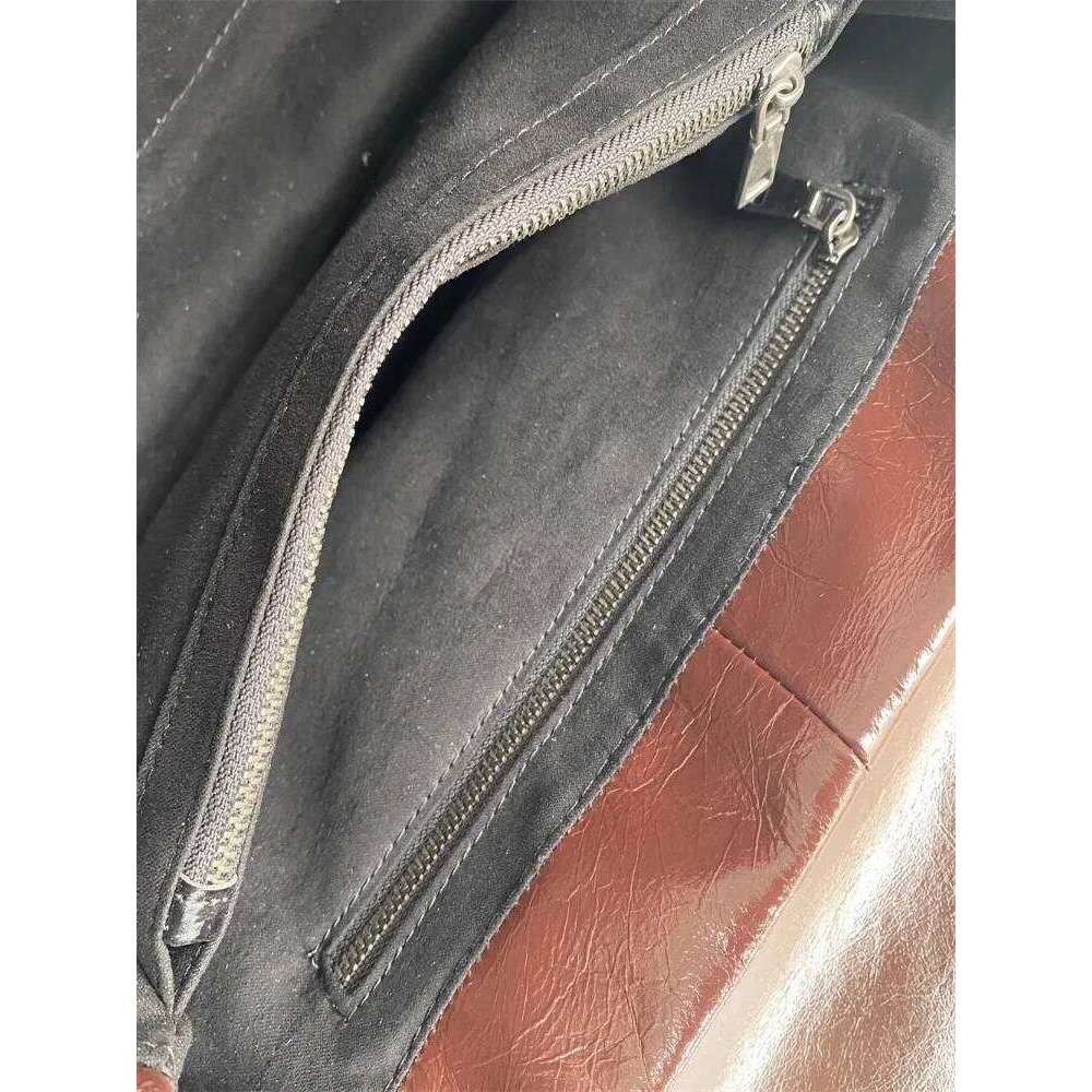 Vintage Women Oil Wax Cowhide Real Leather Office Ladies Classic Shoulder Chains Hasp Flap Bag Weave Strap Crossbody Bags