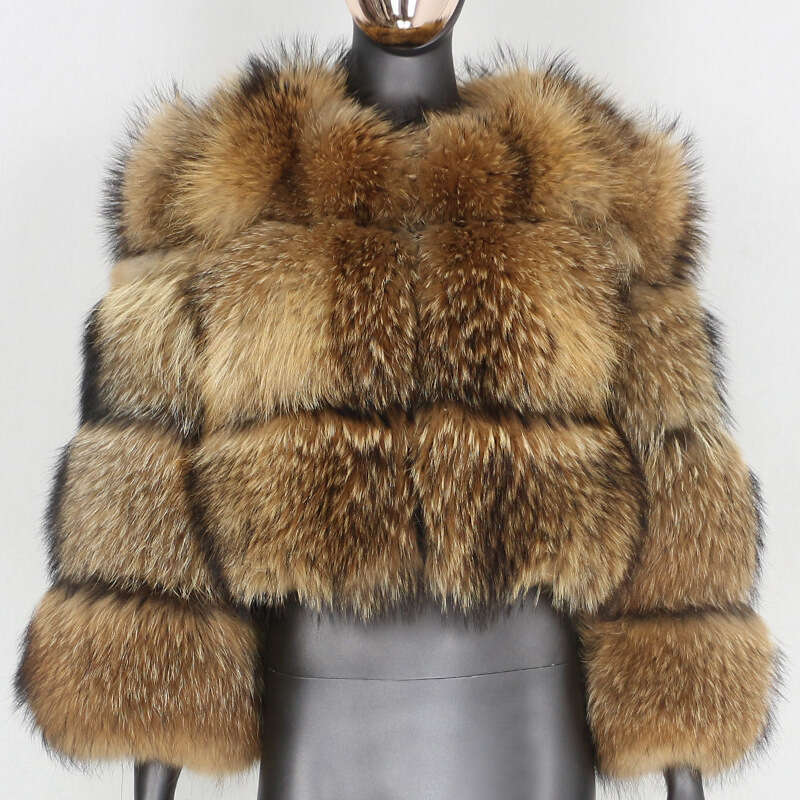 Faux Raccoon Coat With Mixed Fur For Women