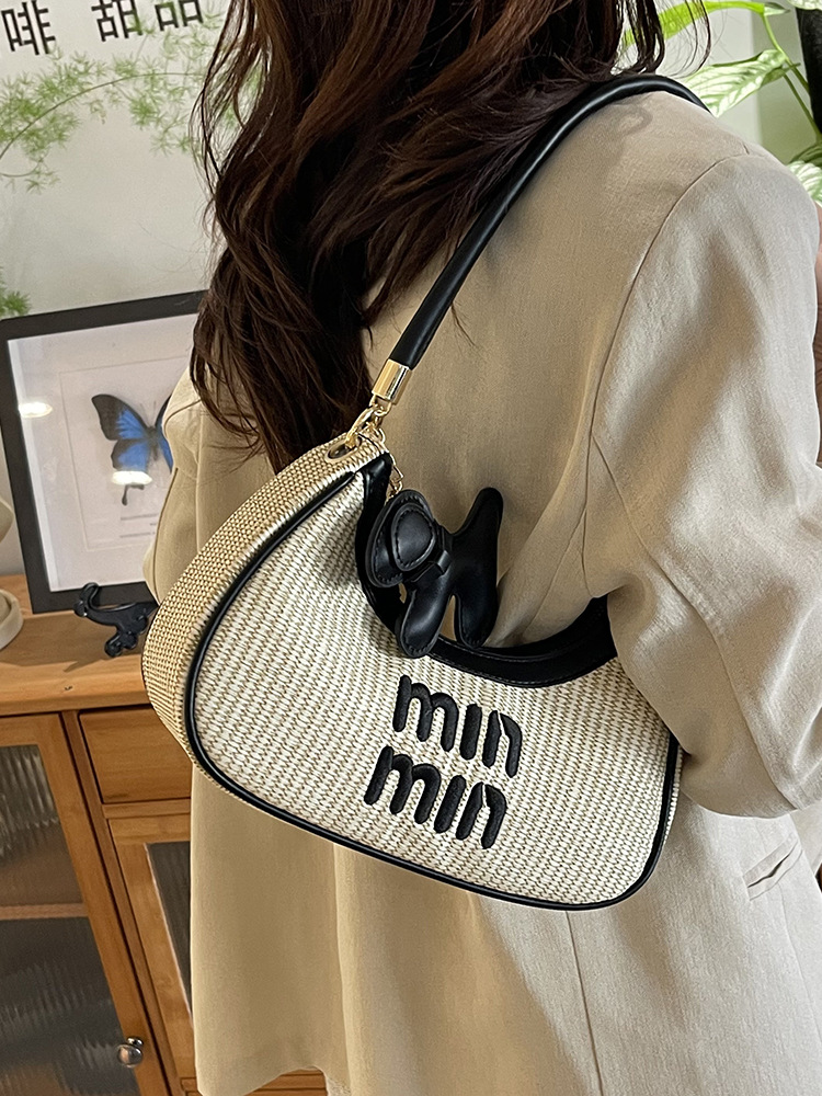designer bag woven crescent-shaped underarm bag for women 2025 versatile letter single-shoulder crossbody bag crescent-shaped bag free shipping