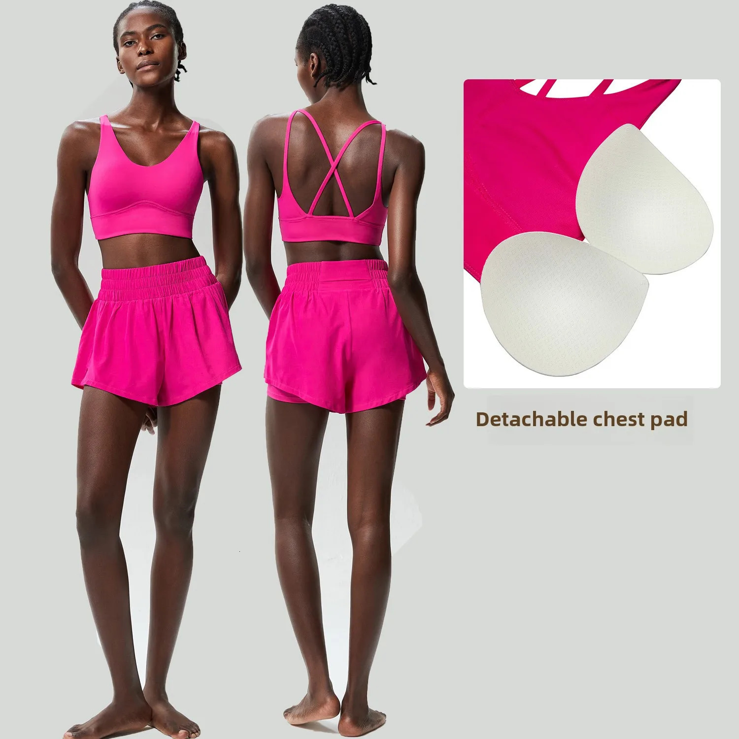 2 Pieces Fitness Yoga Set Female Workout Clothes Women Outdoor Running Suit Summer Breathable Quick Dry Short Sportswear 250609