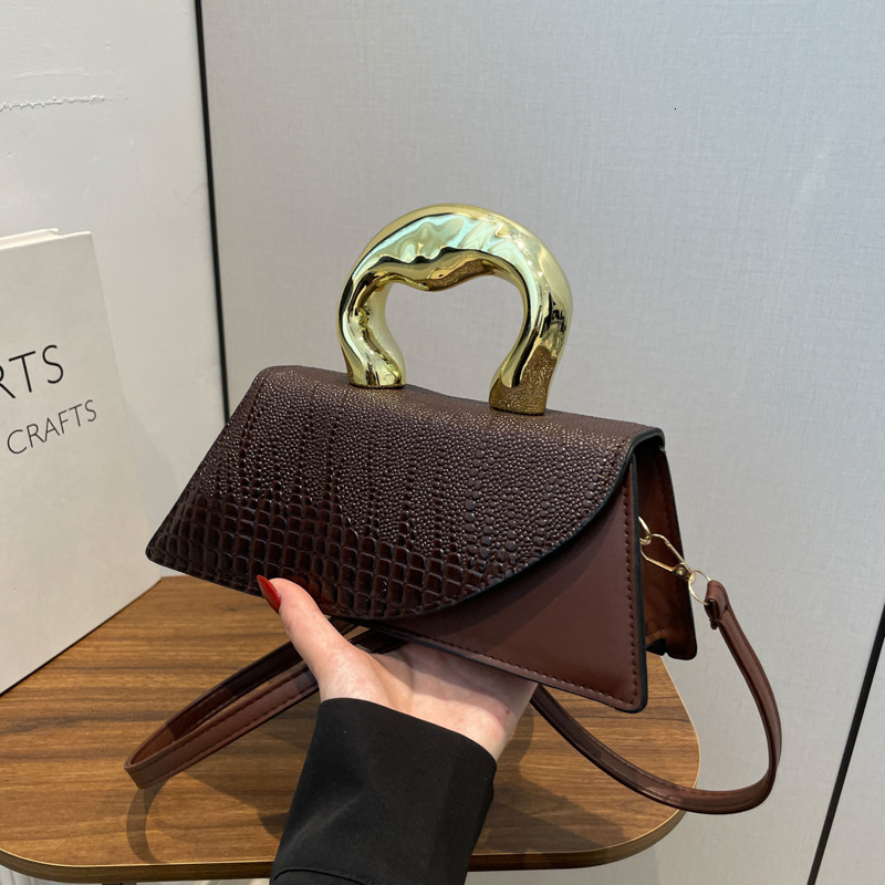 Free Shipping New Designer Bag For 2025 Luxury Wallet Niche Designer Bag High-end Crocodile Women's With Hard Handle Fashion Single Shoulder Cros