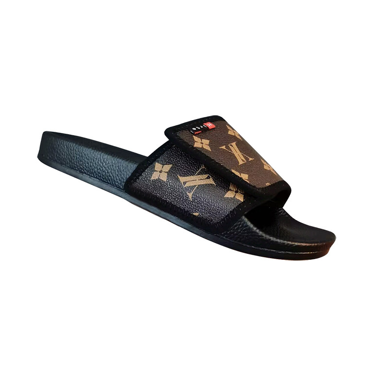 Designer slippers free shipping 2025 new fashion trend light luxury high-end texture Velcro thick soled sandals for men women