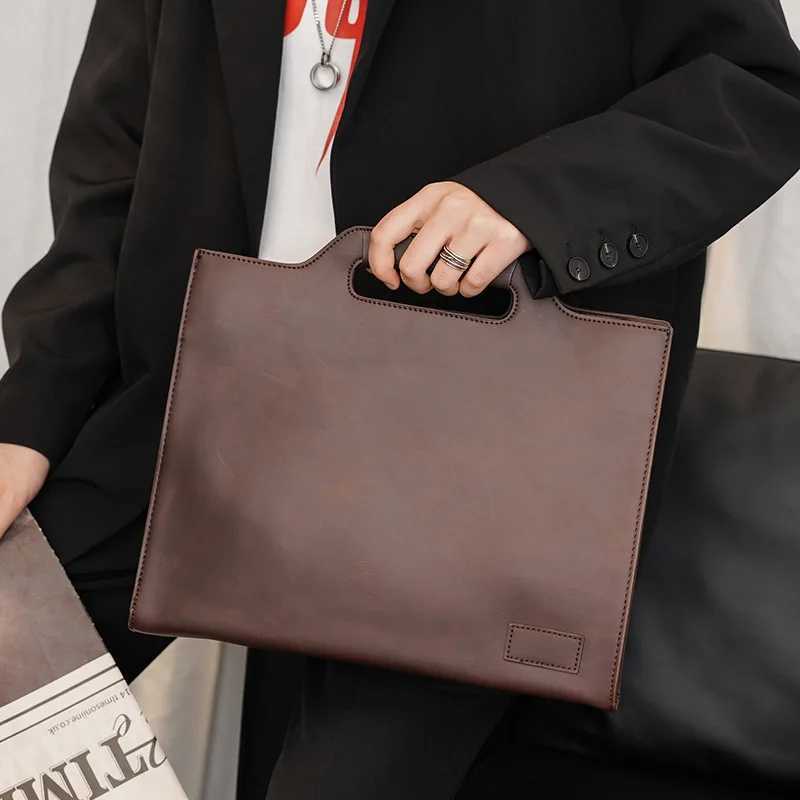 Crazy Horse PU Leather Briefcase Men Vintage Handbag Male Messenger Bags Portfolio Laptop Shoulder Bag Men Office Work Clutch Bag W250610