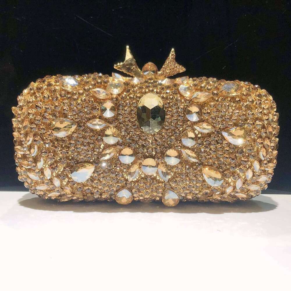 XIYUAN Sier Golden Evening Shiny Flower Rhinestone Dia Clutch Dress Handbag Chain bag Classy Square Box Bag for Women