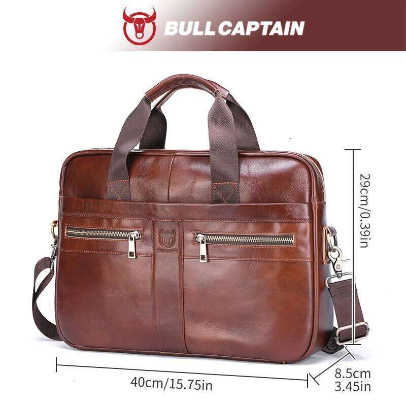 BULLCAPTAIN Men Briefcase Bag High Quality Business Leather Shoulder Messenger Bags Office Handbag 14 Inch Laptop Bag