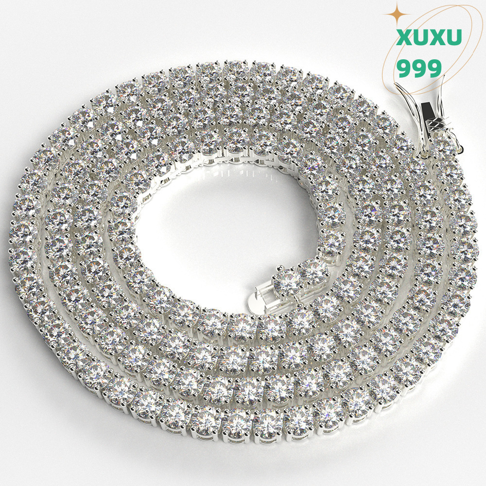 OACOCA Hip Hop Jewelry 925 Sterling Silver 5mm Moissanite Diamond Necklace Moissanite Tennis Chain