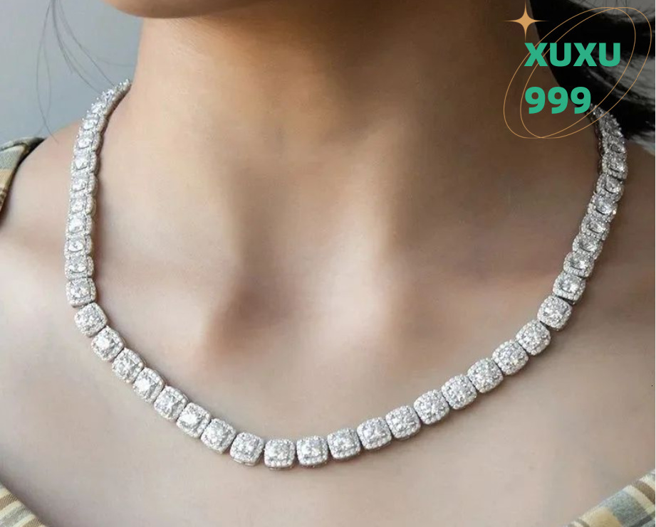 OACOCA S925 18k Gold Plated Moissanite Tennis Chain VVS Halo Loose Diamond Chains for Men Custom Jewelry