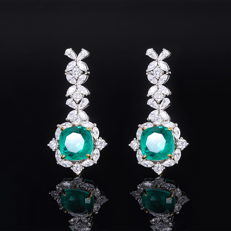 Sophisticated S925 Sterling Silver Dangle Earbobs Adorned by Lustrous Colored Zircons