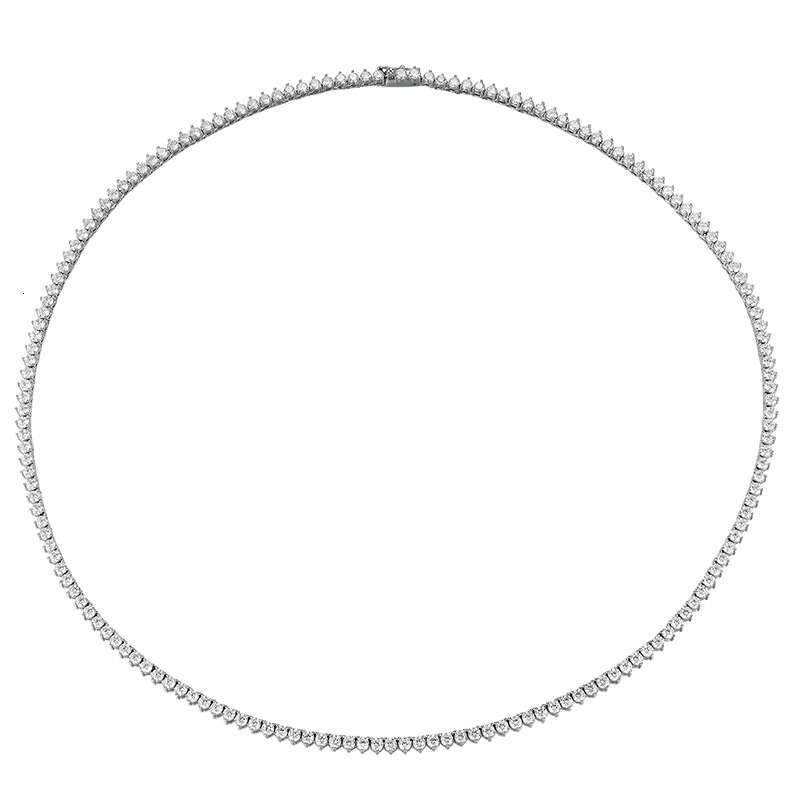 OACOCA 925 Sterling Silver Moissanite Tennis Chain Necklace 3MM 4MM 5MM VVS1 D Color 3 Prong Moissanite Choker for Women