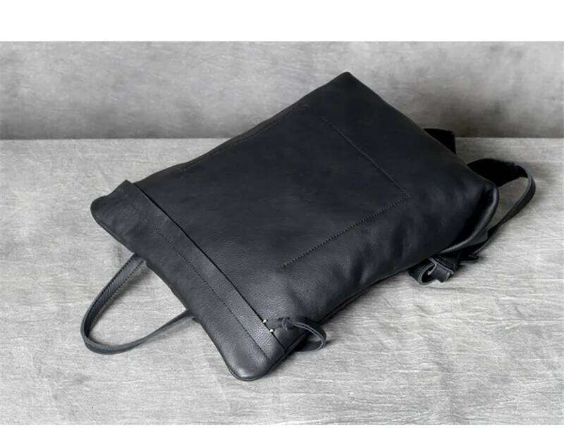 High quality fashion soft real cowhide men's women's backpack casual simple light genuine leather black travel laptop bagpack
