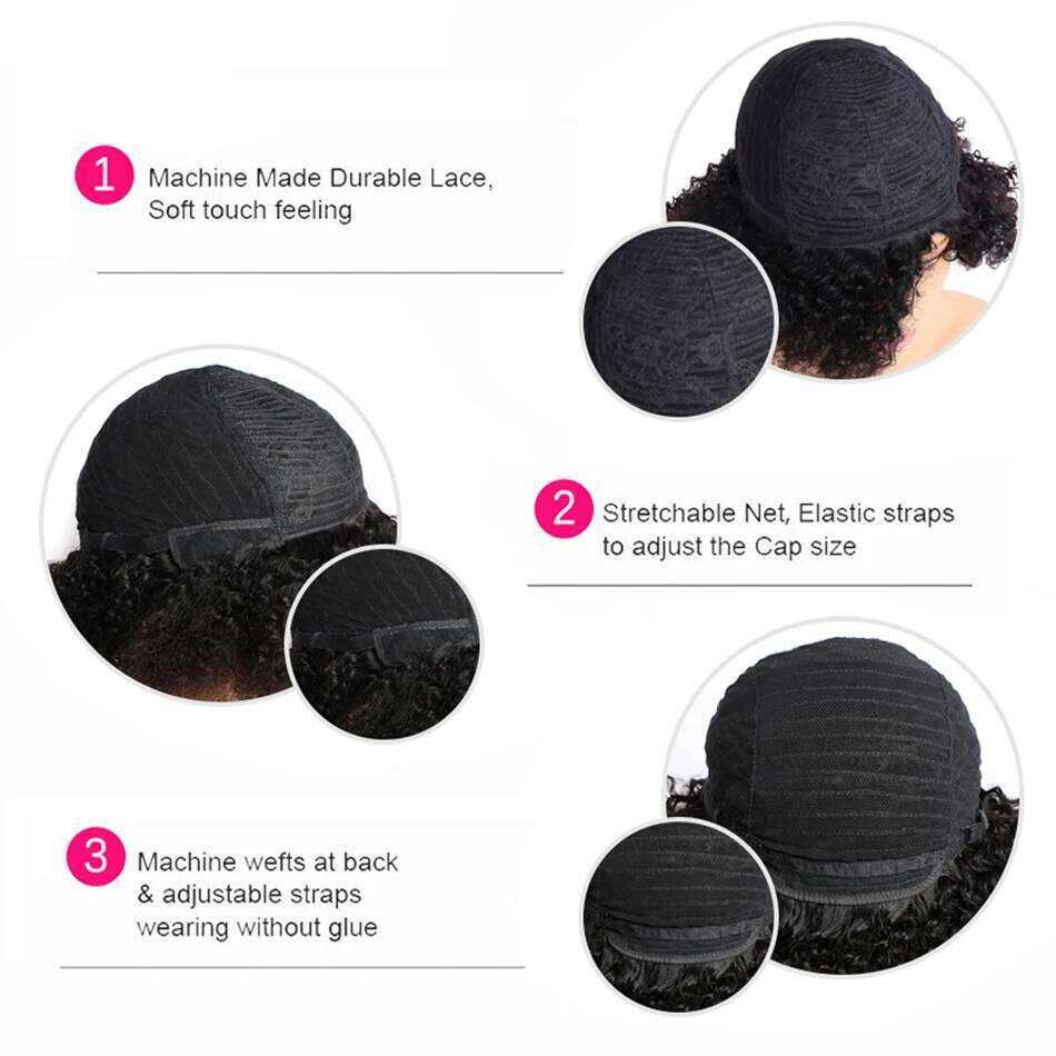 MsSunlight Short 4B 4C Afro Kinky Curly Brazilian Wig For Woman Human 100% Natural Hair Wigs Full hine