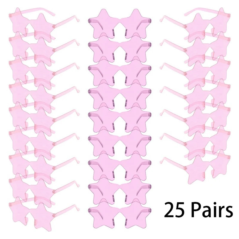 25 Pairs Rimless Star Shaped Sunglasses Men Fashion Cute Candy Color Beach Vacation Decor Shades Women Trendy Rave Sun Glasses 250530