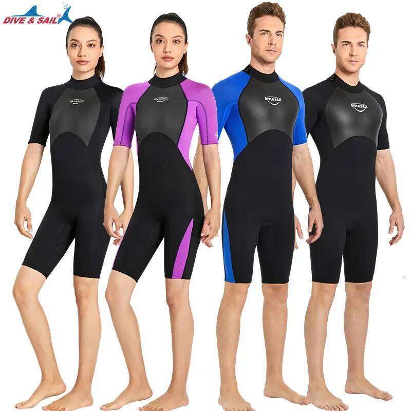 2mm Diving Short Sleeve Warm Wetsuit Large Snorkeling Swimming Cold Proof Thermal Surfing Suit Men Women Shorty Swimwear