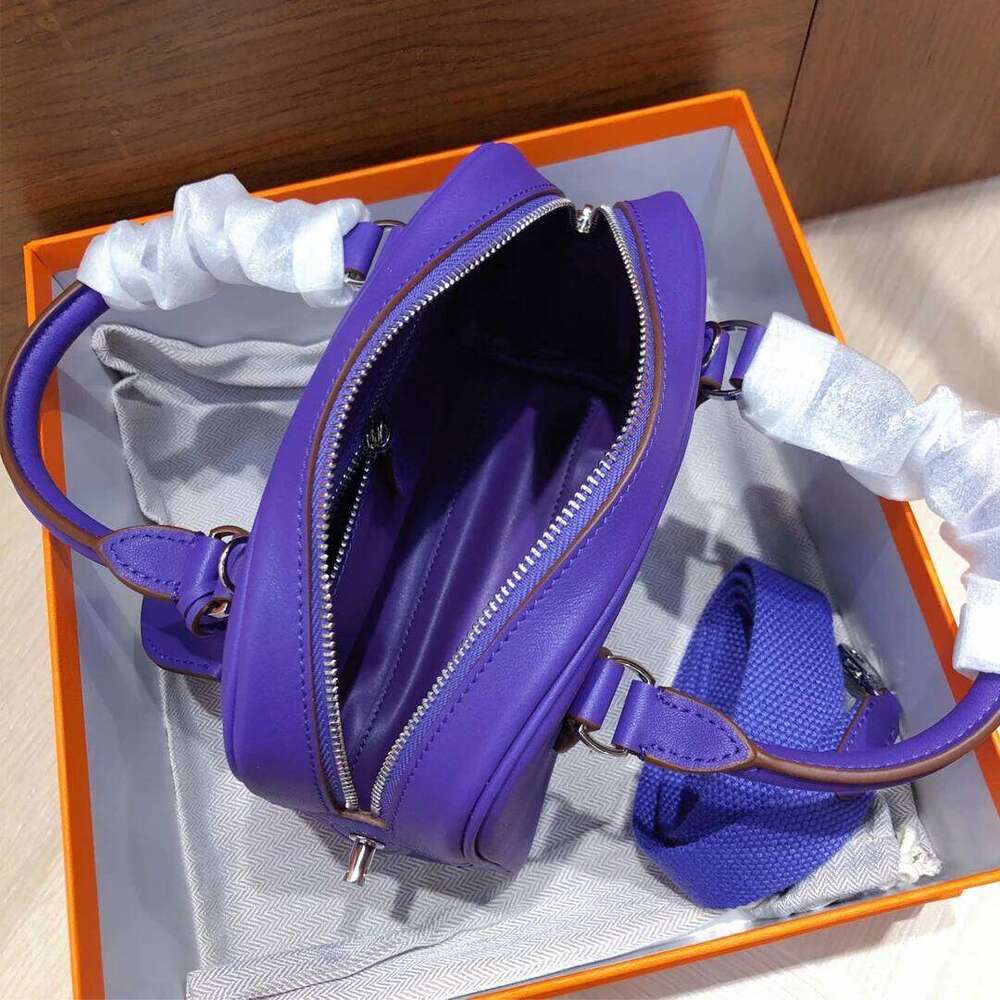 New Leather Handbag Small Size 18Cm Women's Top Layer Cowhide Bowlin Fashion Simple Crossbody Bagg Pillow Bag Boston