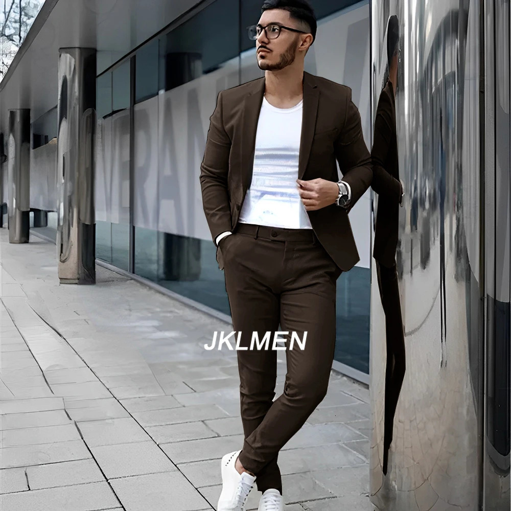 Gray Mens Suit 2 Piece Suit Summer Casual Jacket Pants Formal Wedding Tuxedo Groom Clothes Custom Color Blazer XS-5XL 250605