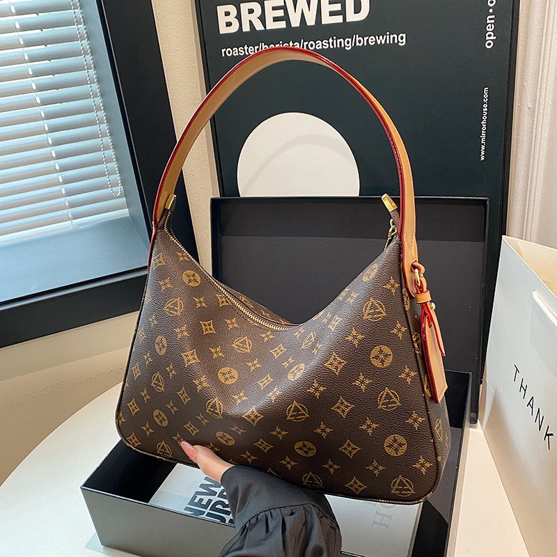 Designer bag free shipping 2025 new fashionable high-end texture printed tote bag, hand-held shoulder crossbody bag for women