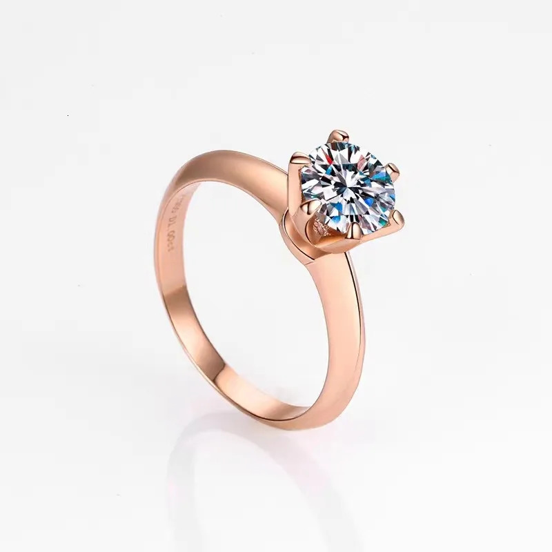 18K Rose Gold Solitaire 1.5ct Created Diamond Ring Party Wedding Band Rings for Women Bridal Engagement Jewelry Gift 250610
