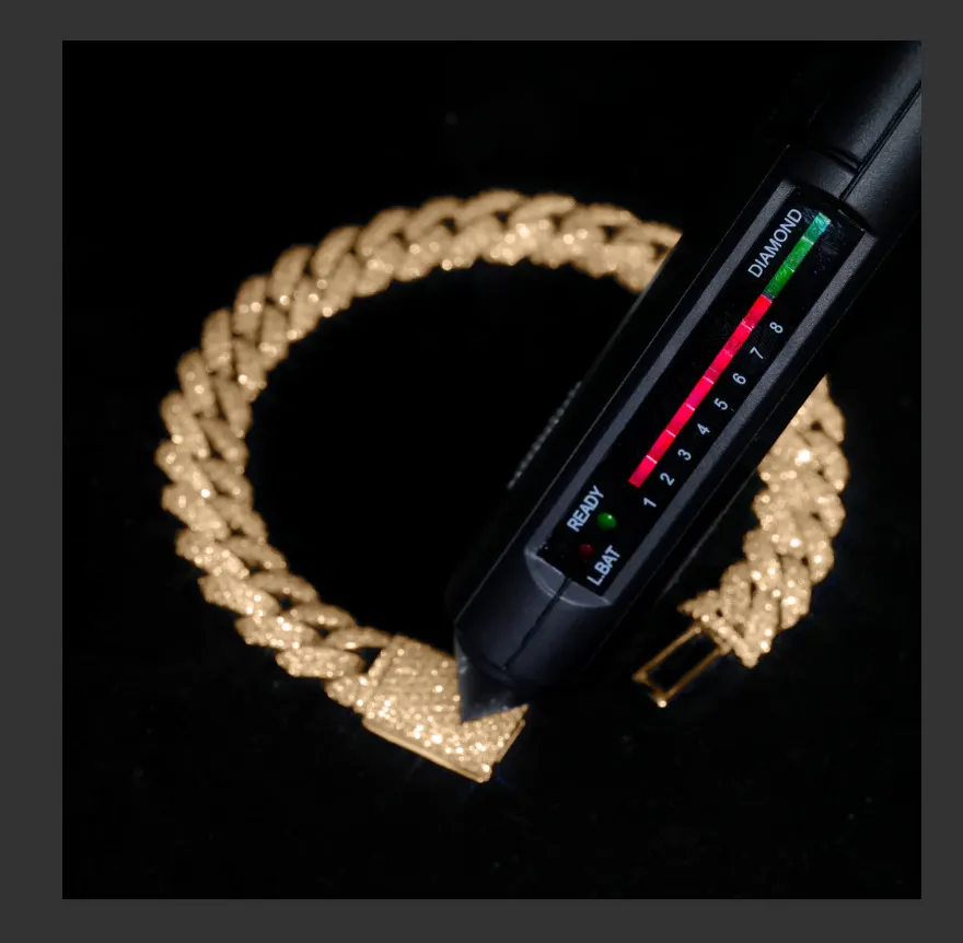 Mens Elegant Studded Cuban Pendant Choker Bracelet w/Moissanite Stones Choose from Sizes