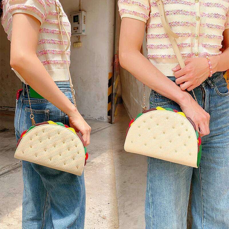 Cute Mexico Taco Shape Women Food Model Handbag And Purse Female Designer Clutch Party Girls Chain Ladies Shoulder Bag