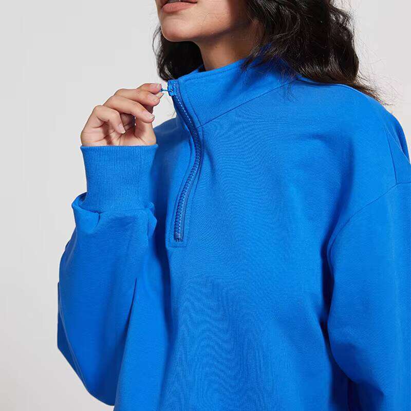 Training & Clothing Autumn 1/4 Zipper Sports Gym Jogging Yoga 95% Cotton Cut Oversized Pullover Women's Hoodie