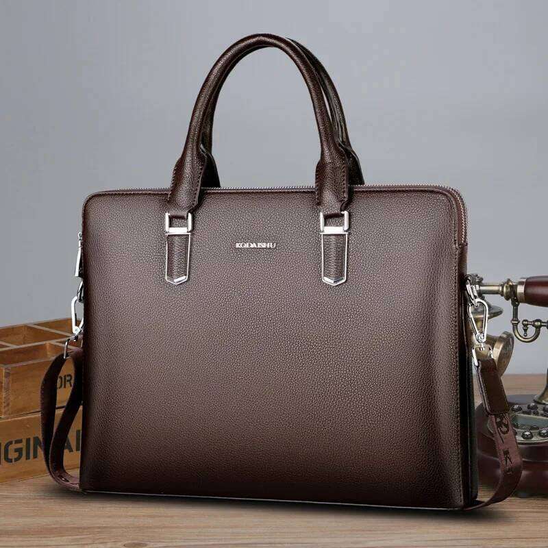 New Cow Genuine Leather Business Men's Briefcase High Capacity Male Shoulder Men Messenger Bag Tote Computer Bags