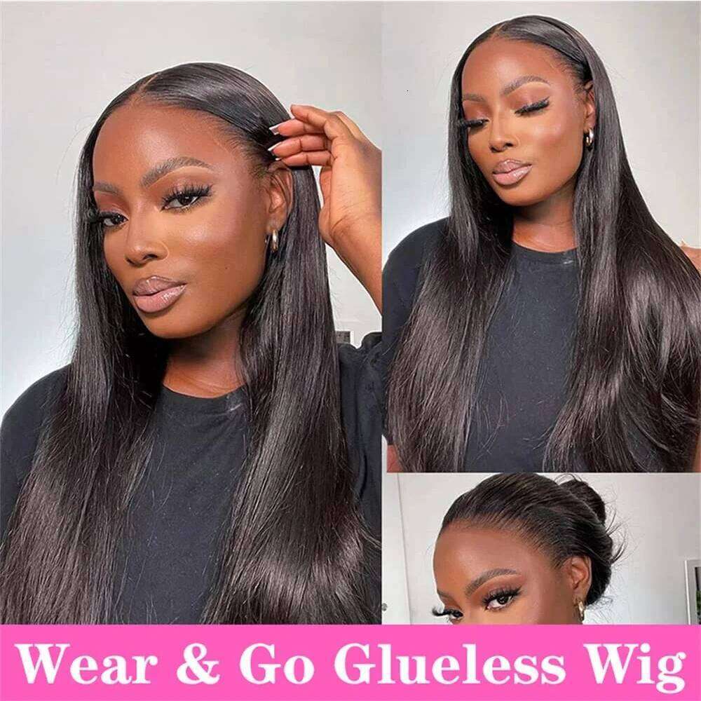 Bone Straight 100% 250 Density Human Hair Wigs For Women Pre cut Glueless 6X6 Lace Wig Wear an Go