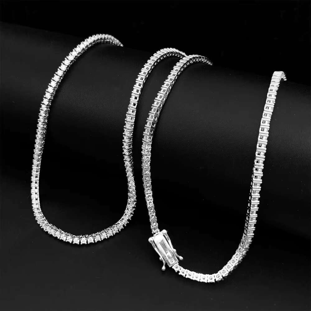 OACOCA Hip Hop 925 Silver Cuba Chain Vvs Moissanite Diamond Tennis Chain Necklace Bracelet Jewelry Men Women Ice Out Necklace