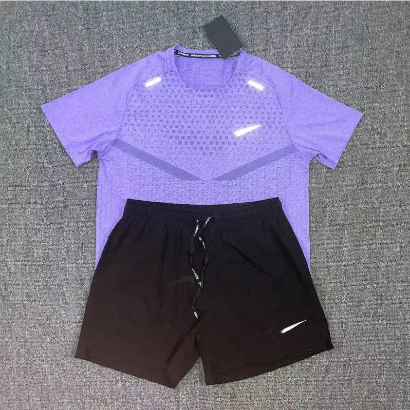 mens summer tracksuits tech set two-piece tracksuit sport fitness suit running shirt shorts quick-dry jogger sportswear reflective soccer jersey basketball t-shirt