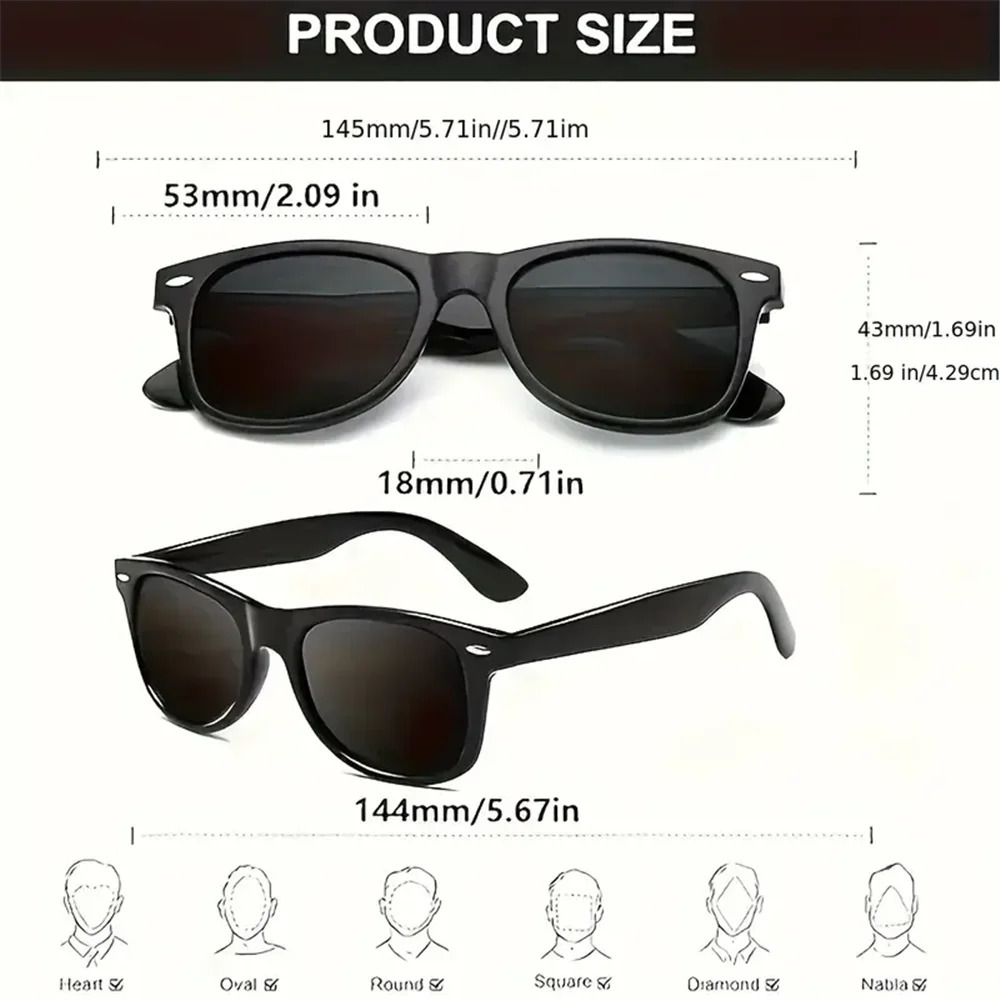 10PCS Classic Black Square Fashion Glasses with Bolt Decoration For Party Pography Wedding Birthday Graduation Hiking 250530
