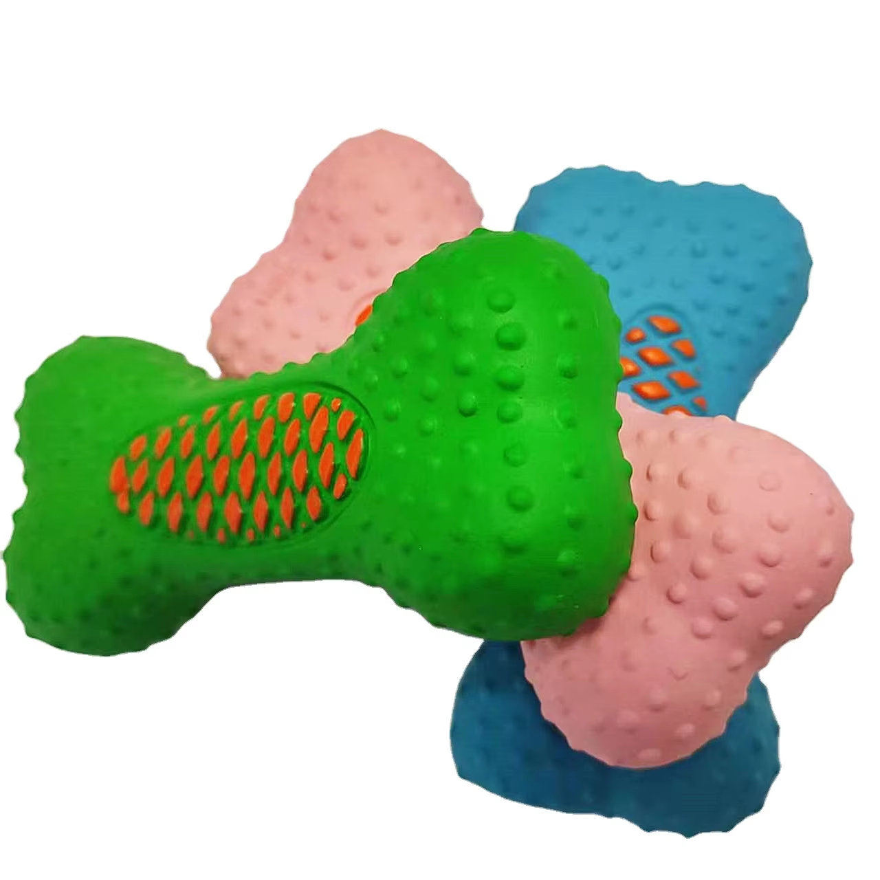 Latex Rubber Bone Dog Toy Factory Direct Sale Pet Products Natural L Squeaky Dog Chew Toy 8pcs/Pack