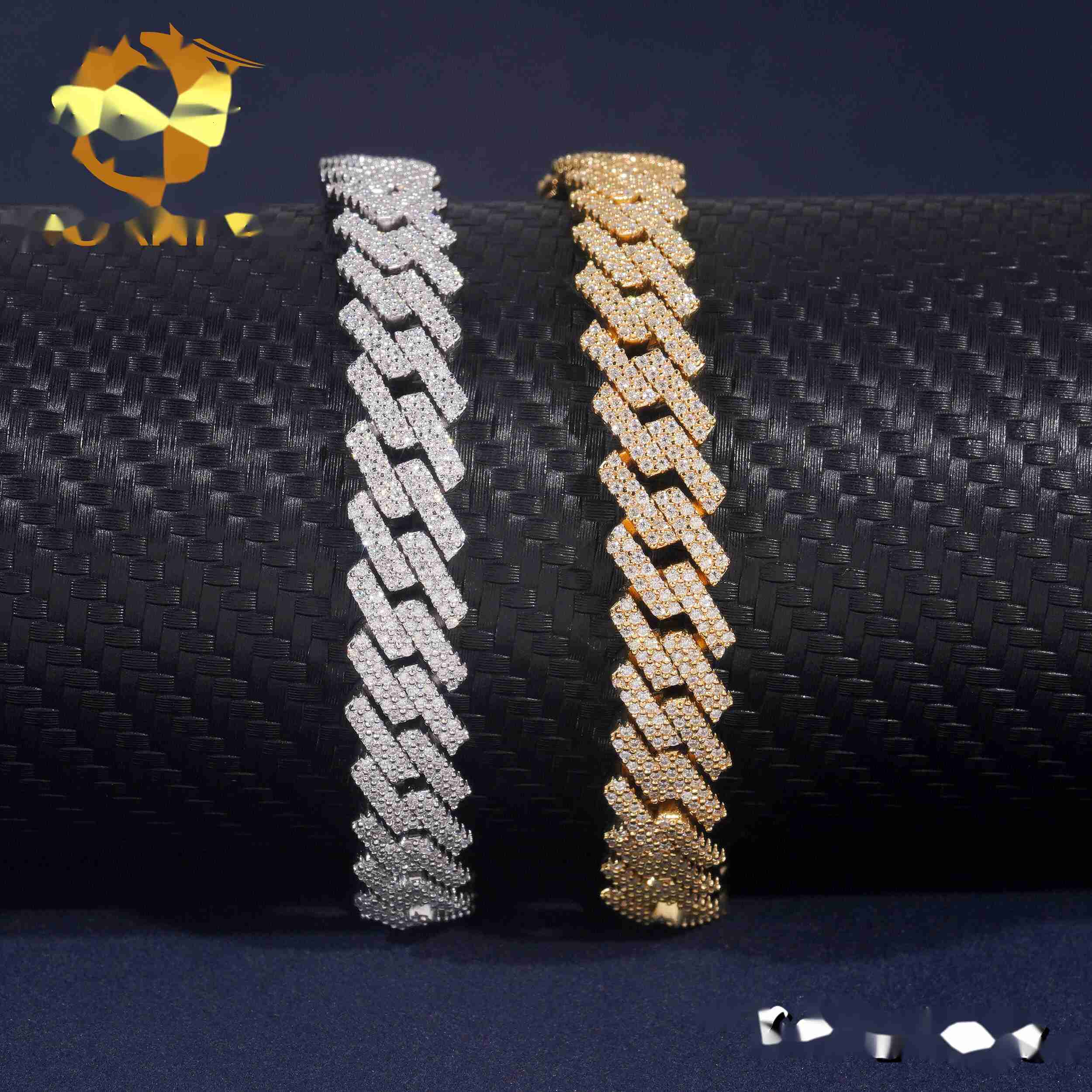 OACOCA High Quality Moissanite Hip Hop Jewelry 10mm Cuban Link Chain 925 Silver Iced Out Cuban Bracelet Necklace With GRA