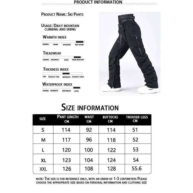 2025 New Outdoor Sports Windproof Waterproof Warm Breathable Cotton Single/Double Board Ski Casual Pants
