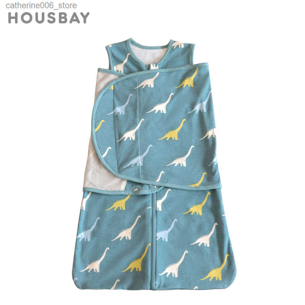 100% Cotton Sleepsack Swaddle 3-Way Removable Adjustable Wearable Blanket Cartoon Dinosaur 0-6 Months Baby Sleeping Bag Tog1.0 y250610B9UI
