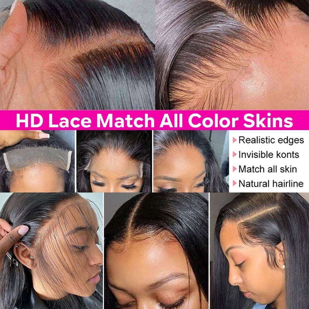 30 36 Inch Brazilian 13X4 13x6 Bone Straight Transparent Lace Human Hair Wigs For Women 200 Density 360 HD Full Frontal Wig
