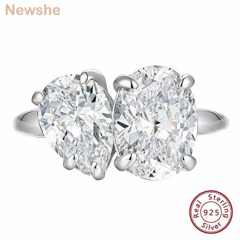 she Real 925 Silver Toi Et Moi Engagement Ring for Women Cocktail Solitaire Oval Pear Zircon Rings Dating Jewelry 250610