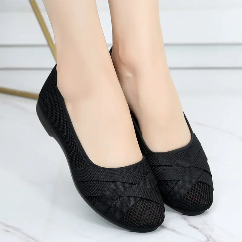 Zapatos De Mujer Women Fashion Plus Size Hollow Out Breathable Slip on Flat Shoes Lady Casual Grey Comfort Loafers Flats A93 250603