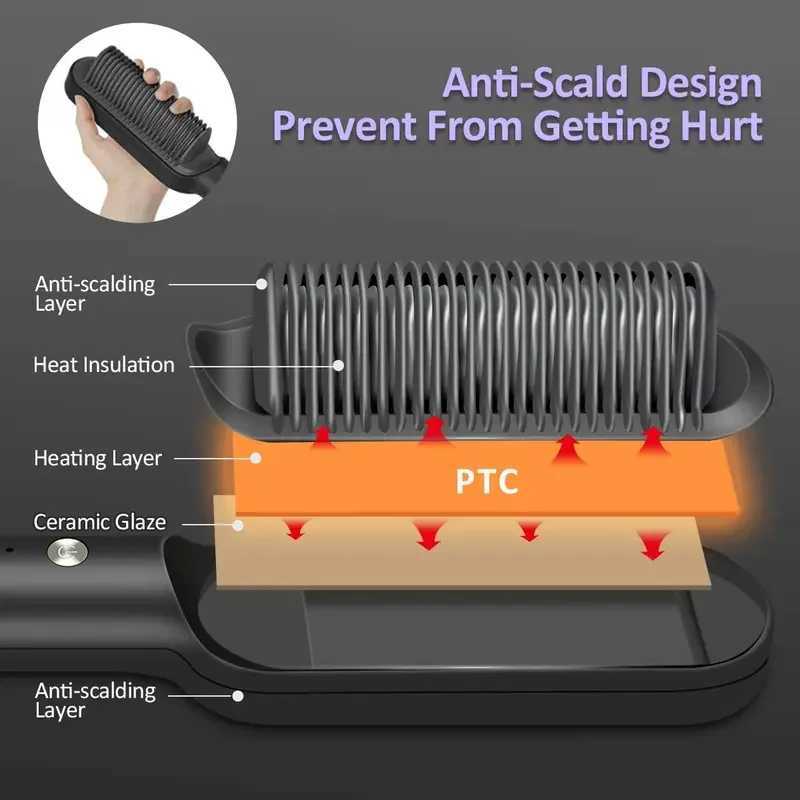 Hair Straightener Professional Quick Heated Electric Hot Comb Hair Straightener Personal Care Multifunctional Hairstyle Brush W250610
