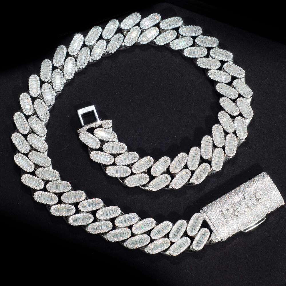 Factory Direct Wholesale Moissanite Cuban Link Chain Necklace Bracelet Hip Hop Style VVS Diamond 925 Silver Womens