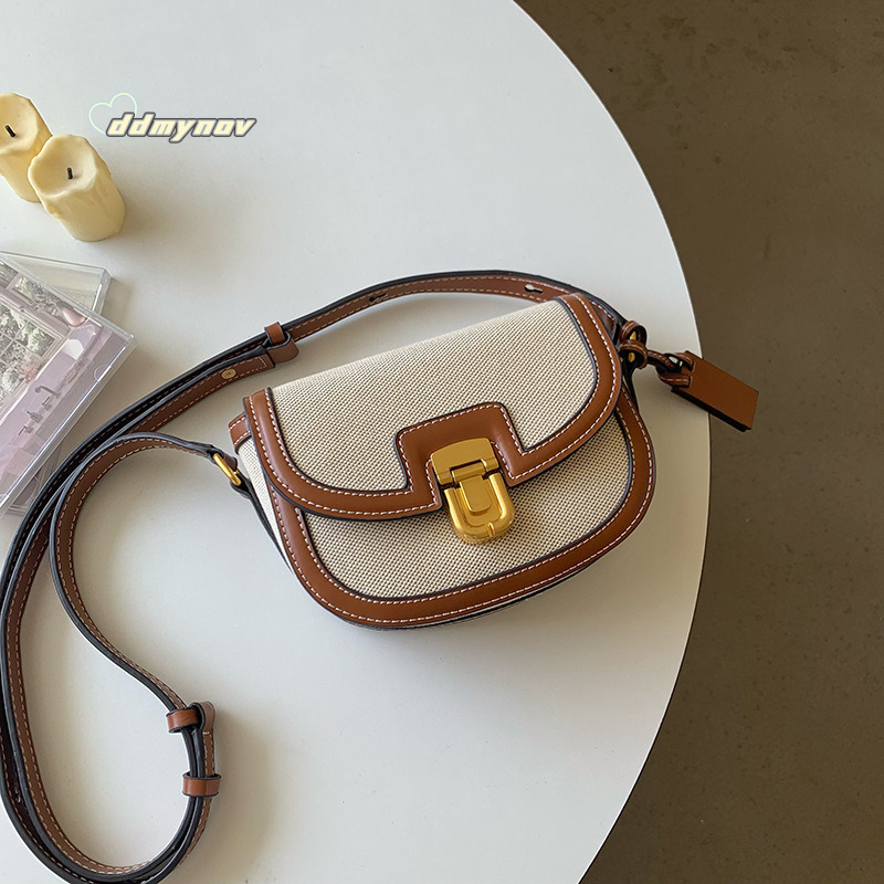 2025 Autumn New Korean INS Niche Color-Block Single Shoulder Crossbody Saddle Versatile Underarm Small Bag for Women ddmynov