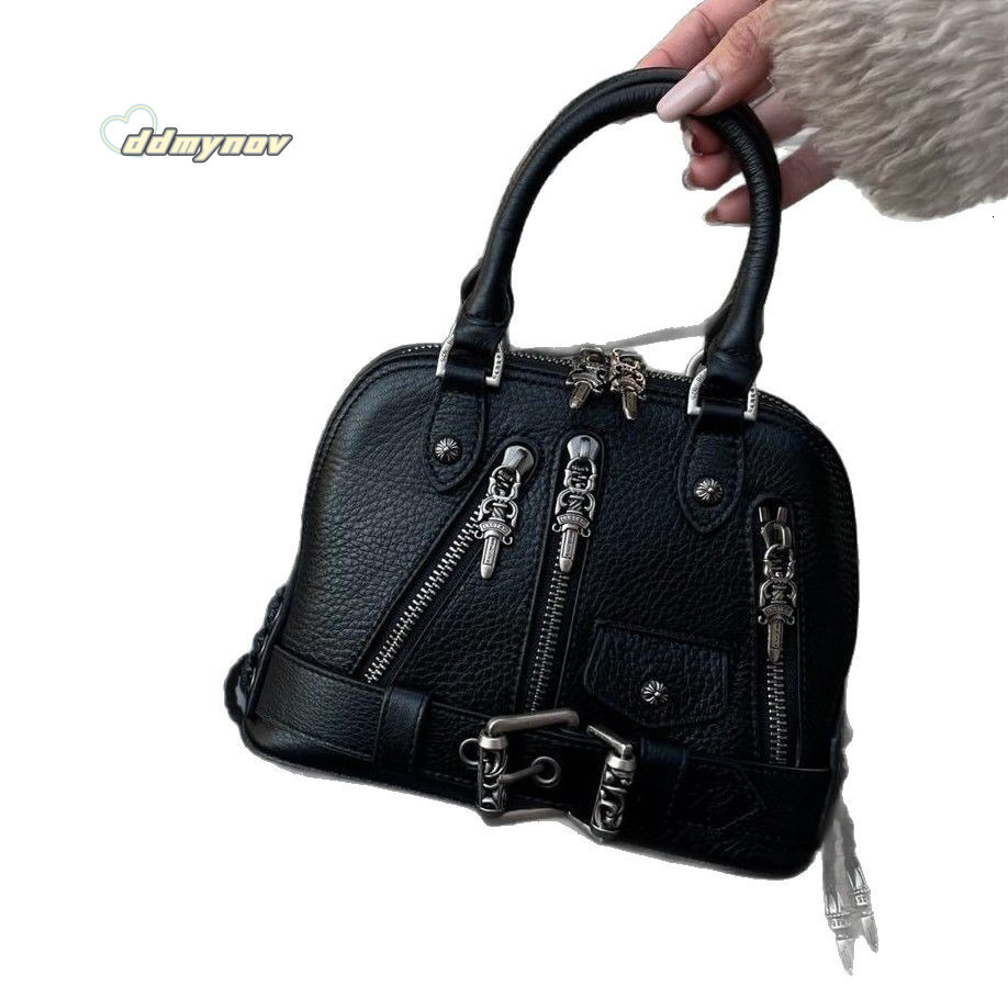 2025 New Motorcycle Shell Large Sword Dark Style Small Trendy Cool Girl Bag First Layer Cowhide Handbag ddmynov