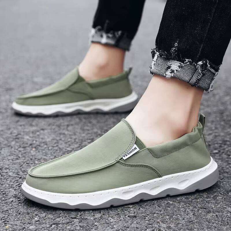 Wholesale Lazy Slip-on Comfortable Fisherman Boots Men's Solid Color Low-top Casual Canvas Shoes