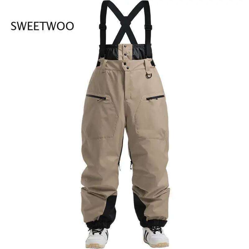Women's Windproof Waterproof Winter New Ski Pants Strap Thickened Quilted Warm Single And Double For Men