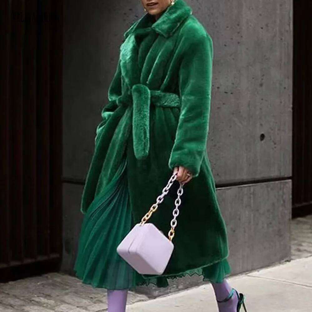 2025 Winter Plus Size Faux Fur Coat Women Elegant Long Sleeve Fluffy Cardigan Jacket Ladies Large Thick Warm Furry Outwear