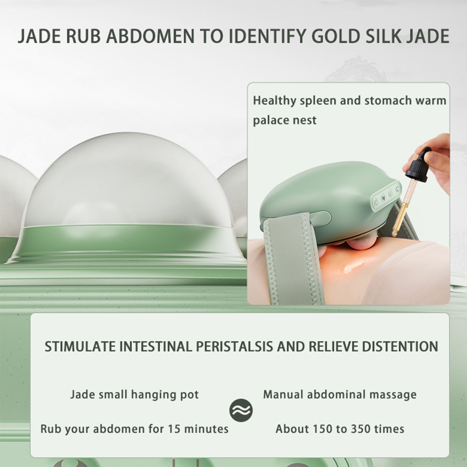 Jade Stone Abdominal Massager Belt with Heating Electric Jade Belly Kneading Device for Constipation Relief Uterus Care and Stomach Wellness