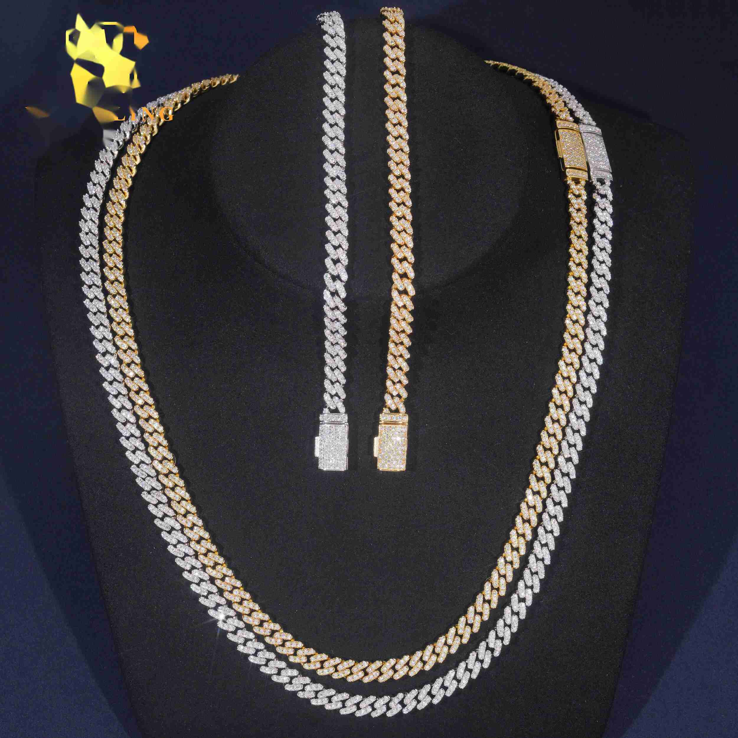 OACOCA 6mm Diamond Custom Iced Out Cuban Link Chain 925 Sterling Silver Moissanite Necklace Hip Hop Jewelry Necklace Bracelet