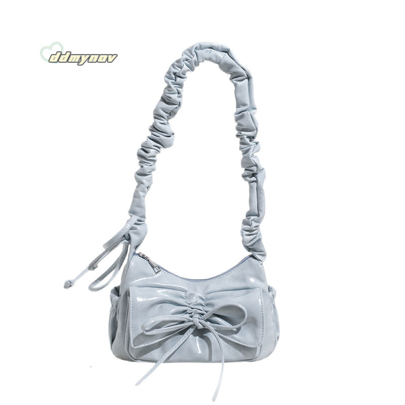Trendy Sweet Bowknot Pleated Handbag Underarm for Women 2025 Summer New Fashion Single Shoulder Tote Bag ddmynov