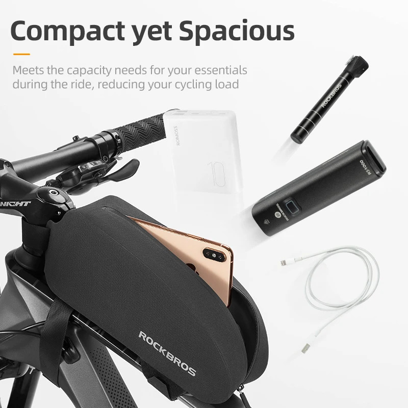 ROCKBROS Bicycle Bag Bike Frame Top Tube Bag Large Capacity Storage Waterproof Hard Shell Bicycle Bag MTB Road Bike Accessories 250610