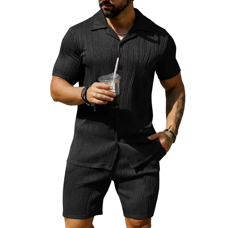 Mens Tracksuits Fashion T-Shirt Shorts Set High Quality Menswear for Casual Wear black white two piece sets shirts and short trousers sets