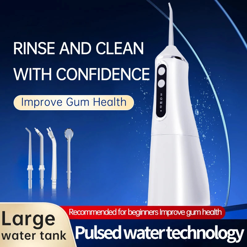 Oral Irrigator Portable Household Water Flosser USB Rechargeable Dental Water Jet Pick Flosser 4 Jet Tip Teeth Cleaner 250605