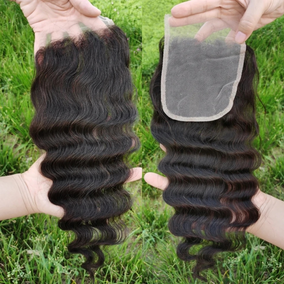 10 Inch Loose Deep Wave Bundles Human Hair Unprocessed Brazilian Remy 100% Human Hair Extensions Natural Color 1/3/4pcs Bundle With Frontal Closure Ra